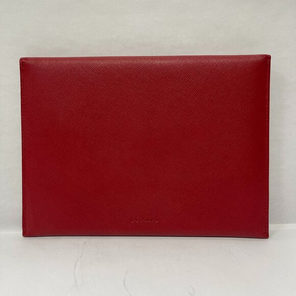 Prada Red Saffiano Slim Leather Envelope Clutch Wallet - Preowned - Picture 1 of 13